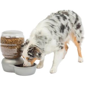 Petmate Replendish Pearl White 10 lb Dog Cat Feeder,Grey, Made in USA