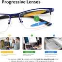FEISEDY Blue Light Blocking Photochromic Multifocal Progressive Reading Glasses Vintage Half Frame UV400 Protection B1388