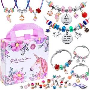 COO&KOO Charm Bracelet Making Kit, A Unicorn Girls Toy That Inspires Creativity and Imagination, Crafts for Girls Ages 8-12 with Jewelry Making Kit Perfect Gifts for 6 7 8 9 10 Girl Self-Expression!