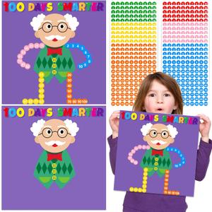 Cinrobiye 30 Set 100th Day of School Craft Kit DIY 100 Days of School Old Grandpa Poster Crafts Mix and Match Number Scene Sticker Art Craft for School Classroom Activity Project Game Party Supplies