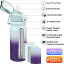 BJPKPK 18oz Insulated Water Bottle with Straw Stainless Steel Double Wall Water Bottles BPA Free Leak Proof Thermal Flask with Lockable Flip Lid and Soft Silicone Spout,Ocean Dream