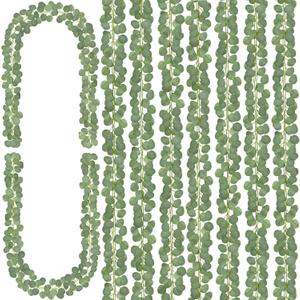 CQURE 8Pcs Eucalyptus Garland,Artificial Eucalyptus Leaves Table Greenery Garland Wreath Spring Vines for Wedding Party Table Bedroom Wall Room Decor