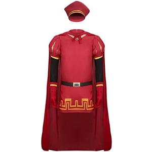 LiuzilaiST Men Costume Hat Outfits Red Cloak Top Robe Cape Headwear Halloween Cosplay Fancy Dress Clothes Full Set, M