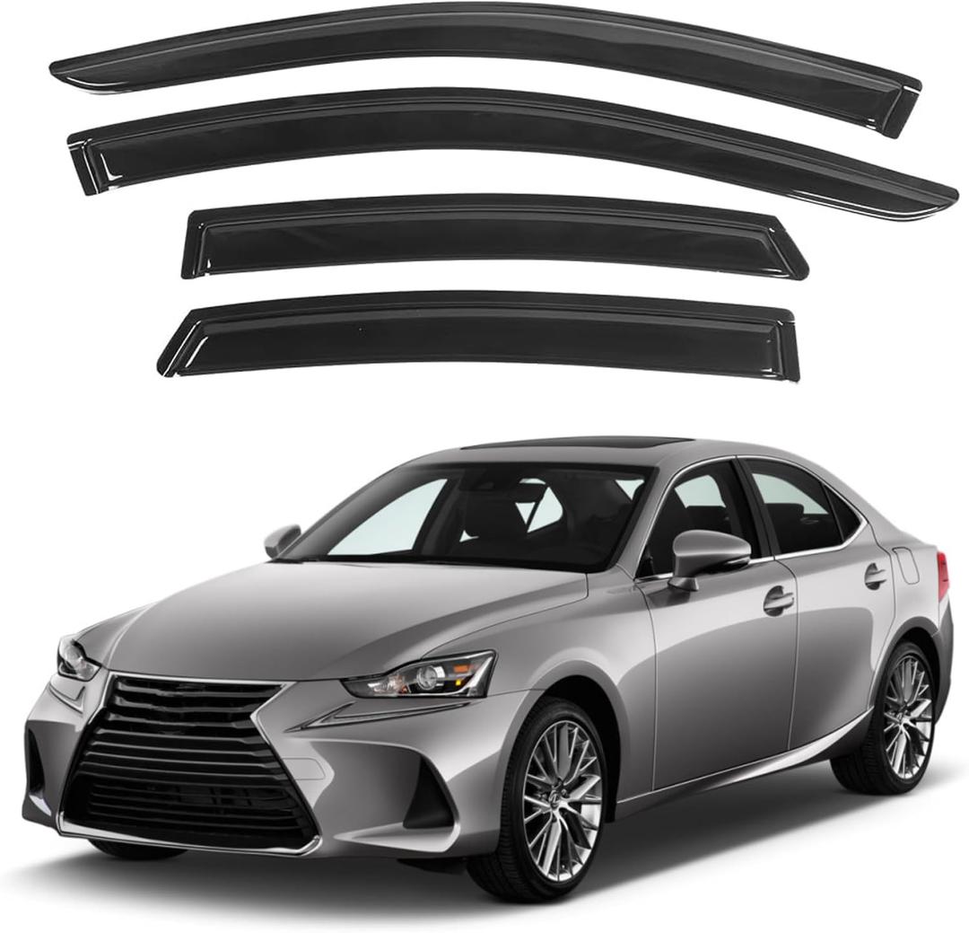 IG Window Visors Fit for 2014-2020 Lexus IS200t IS250 IS300 IS300h IS350 IS350F, Out-Channel Rain Guards Vent Wind Deflectors 4PC, Car Accessories for 14-20 Lexus is Series