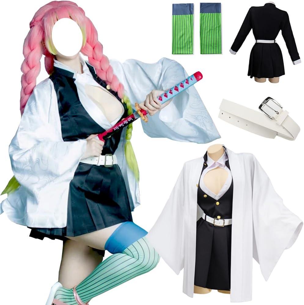 Kanroji Mitsuri Costume Kanroji Dress White Coat Uniform Outfit Halloween For Women (Medium)