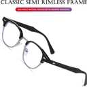 AIEYEZO Retro Blue Light Glasses for Men Women 90s Classic Semi-Rimless Eyeglasses Fashion Cumputer Gaming Glasses