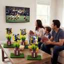 6 Sets 66 Pcs Football Centerpieces for Table Include Goal Post Photo Frame Decorations Football Cutouts Mason Jar Vases Artificial Grass Turf for Touch Down Rugby Day Birthday Party Decor