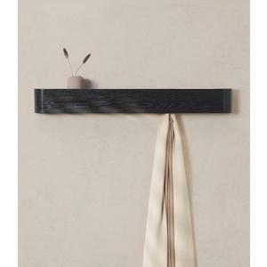 Perchero de pared 'Toke'  Perchero de diseo moderno con ganchos ocultos de pared  Perchero de panel de chapa de madera maciza  Roble, negro