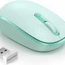 TECKNET Wireless Mouse for Laptop, 2.4G Quiet Computer Mouse with USB Receiver, 4 Buttons Portable Cordless Mice for Chromebook, Laptop, PC, Mac, 800/1200/1600 DPI - Mint Green