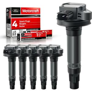 MAS Set of 6 Ignition Coil Pack & 6Pcs Motorcraft Spark Plug SP411 Compatible with 2007-2015 Fusion Lincoln Mazda CX-9 Mercury Edge MKS MKT MKX MKZ 3.5L 3.7L Replacement for UF553 UF595 5C1652