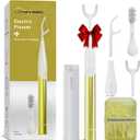 Dr. Emma Electric Vibration Flosser, Power Flosser for Adults, Gum Stimulator, Teeth Cleaner, Reusable Flossing Tool with Toothbrush, Water Flosser Alternative, Yellow