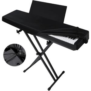 Elastic Lock Music Keyboard Protector Cover - Water Proof, Stretchy, Full Cover for Digital Pianos (88 Keys, Black)