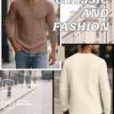 Velvelhall 3 Pack Men’s Waffle Henley Shirts, Long Sleeve Button Tops Casual Basic T-Shirts Lightweight Knit Pullover(Black, Mocha, Cream,Medium)2XL
