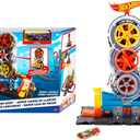 Hot Wheels City Super Twist Tire Shop Playset, Spin The Key to Make Cars Travel Through The Tires, Includes 1 Car, Gift for Kids 4 to 8 Years Old 