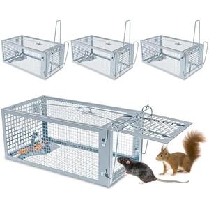 4 Packs Humane Rat Trap Outdoor, Wanqueen Humane Mouse Traps Indoor, Small Rodent Chipmunk Squirrel Trap and Other Live Animal Cage Catch and Release