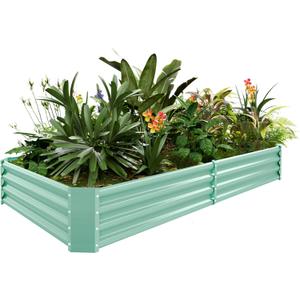 Land Guard 841ft Galvanized Metal Raised Garden Bed, Metal Planter Kit Box Outdoor for Deep-Rooted Vegetables, Flowers, Green and Herbs (Lime Green)