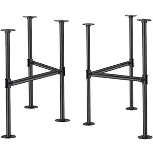 Industrial Pipe Table Leg Set,Metal Table Legs for Coffee and End Tables, Desks, Nightstand,2Pcs, 28" H  18" W(Black)