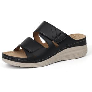 Ortho+rest Women Arch Support Slides Orthotic Walking Sandals Orthopedic Sandals (8, Black)