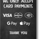 We Only Accept Card Payments Freestanding Sign | 2 Black Plastic Feet with A5 tough printed sign to show customers which payment methods you accept. Shipped Globally.
