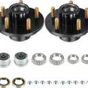 2 Sets 5 on 4.5" Bolt Circle Trailer Hub 5 Lug Idler Hub Kits for 3,500lbs 1-1/16'' to 1-3/8'' Tapered Axle, Replacement for L68149 L44649 Inner & Outer Cone Bearings