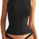 EasyGala Women Sleeveless Mock Turtle Neck Tops Double Lined Fitted Tank Tops Basic T Shirts 2025, XXL
