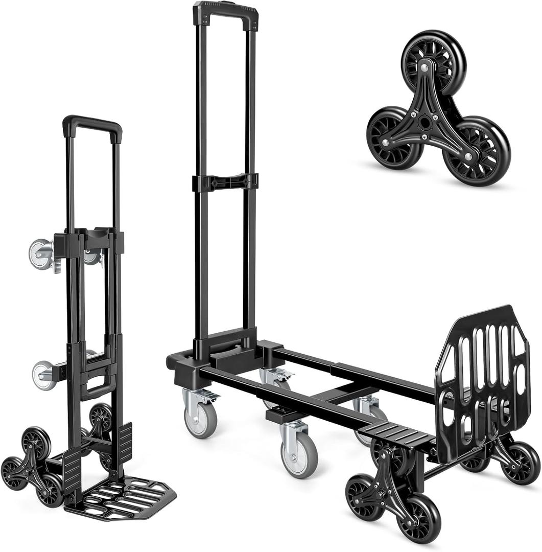KEDSUM 3-in-1 Stair Climbing Dolly, 660LB Hand Truck with 10 Wheels