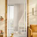 BFNN Cat Screen Door, Extra Tall Cat-Proof Mesh Gate, Fit Door Size 30'' x 80'', Anti Scratch Mesh with Zipper Closure, for Living Room, Kitchen, Bedroom (White, U-Shaped)