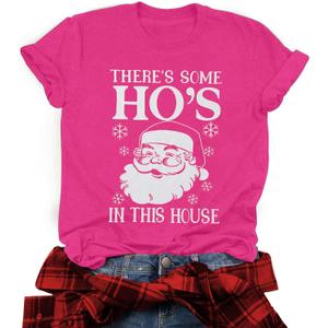 Christmas Santa Shirts for Women Merry Christmas Snowflake T-Shirt Xmas Holiday Tops (Pink, S)