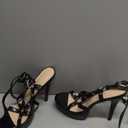 Bapolee Women's Black Punk Sexy High Heels Open Toe Buckle Platform Ankle Strap Stiletto Heel (black, 10)