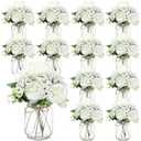 Zeyune 12 Sets Mason Jar Flowers Centerpiece Table Decorations,White