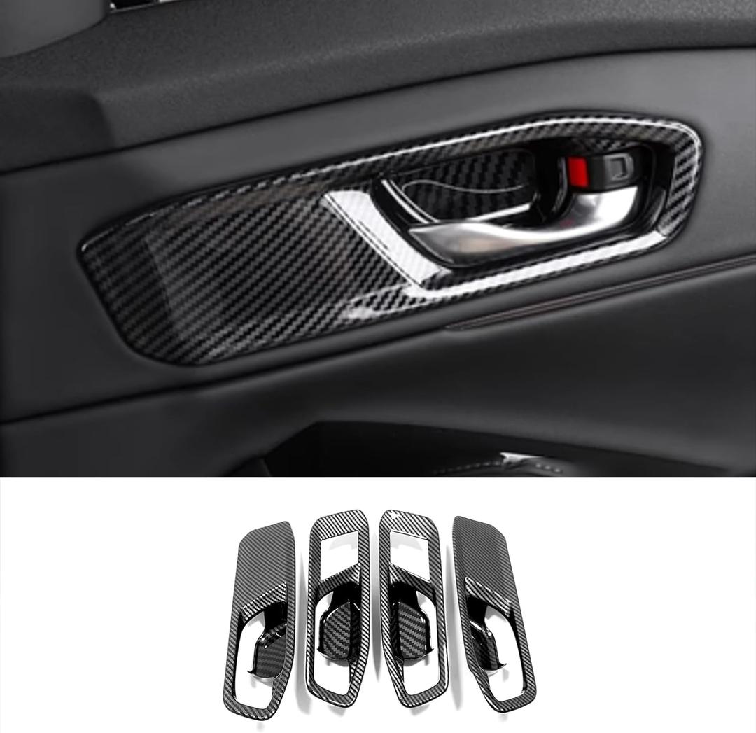 Car Accessories Fit for Honda Accord 2023 2024 2025 2026 Door Handle Bowl Cover Trim Interior Frame Molding Stickers (Carbon Fiber Style) ABS 4PCS