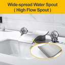 Widespread Bathroom Sink Faucet with Crystal Knob 3 Hole Waterfall Vanity Faucet 8 Inch Crystal Bathroom Faucets Deck Mount Basin Mixer Tap with Hose, Brushed Nickel