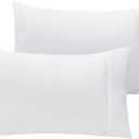 LuxClub Collection Pillowcases 2 Pack - Eco Friendly Wrinkle Free Cooling Pillow Cases with Satin Trim - Machine Washable Hotel Bedding Silky Soft - White Standard/Queen