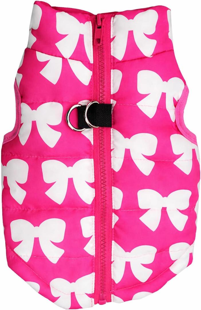 Winter Waterproof Windproof Vest Coat for Small Medium Dogs - Warm Jacket for Cold Weather (Not Suitable for Big Dogs) Rosered Butterfly XXS (XXS(Back:7.0", Chest:11.0", 2.0-3.0lbs))