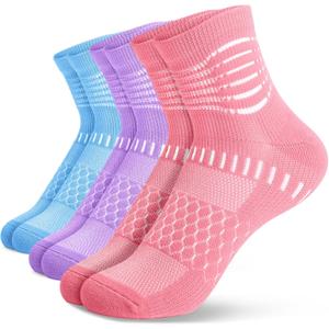IRAMY Ankle Compression Socks for Women Men Plantar Fasciitis Relief 3/5 Pairs Cushioned Athletic Running Socks (L)