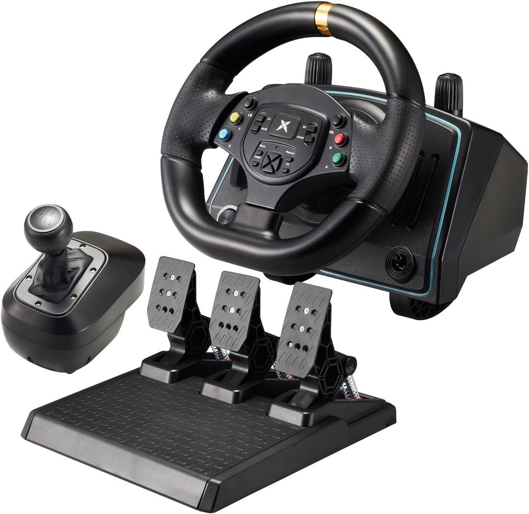 NBCP Racing Wheel for PC Xbox  1080 Gaming Steering Wheel with Hall Effect Pedals, Dual-Motor Vibration, Adjustable Sensitivity, Realistic Driving Experience