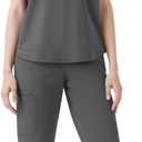 Sixriver Scrubs for Women Set,Soft Mock Collar Scrub Top & Jogger Scrub Pant,8 Pockets,Relaxed Fit Stretch Nurse Uniform Sets, Dark Grey Small
