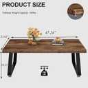 HSH Wooden Coffee Table, Industrial Rectangle Center Table, Modern Minimalist Coffee Table for Living Room, Farmhouse Wood and Metal Cocktail Tea Table for Bedroom Home Office, Rustic Brown, 47 in