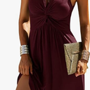 Veatzaer Women's V Neck Front Knotted Sleeveless Tank Dress Summer Solid Casual A Line Dress (Purple) Large