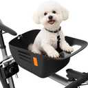 Dog Bike Basket for 26 lbs, Pet Bike Carrier with Integrated Sturdy Seat, Waterproof Scratch-Resistant Nylon Cushion, Adjustable Straps & Rustproof Metal Frame for Small/Medium Dogs, Black