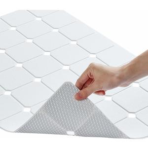 Bathtub Mat Non Slip Silicone Soft Odorless Bath Mat No Suction Cups for Refinished,Textured and Reglazed Tub Shower Mats Non-Slip 18 X 28Inch White (28" x 18" (Rectangular))