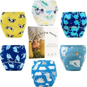 Upairy Training Pants for Boys Girls,Toddler Potty Training Underwear,Leakproof Reusable Kid Confident Panties,Children's Potty Underwear 100% Cotton (6PCS, L)
