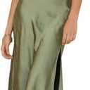 Women's Summer Satin Elegance Backless Twist Cap Sleeves Midi Dress 2026 Sexy Cowl Neck Slit Cocktail Wedding Guest Dresses (Green, XS)