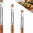 3 Pack Wooden Tongs for Cooking (9", 12", 16")  Locking Wooden Tongs with Non-Slip Handles & Hanging Hole, Wood Tip Serving Tongs for BBQ, Salad & Grilling (9+12+16 Inch)