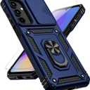 Samsung Galaxy A16 5G Case with Slide Camera Cover HD Screen Protector [Military Grade 16ft. Drop Tested] Magnetic Ring Holder Kickstand Protective Phone Case for Galaxy A16 5G 2025, Navy Blue