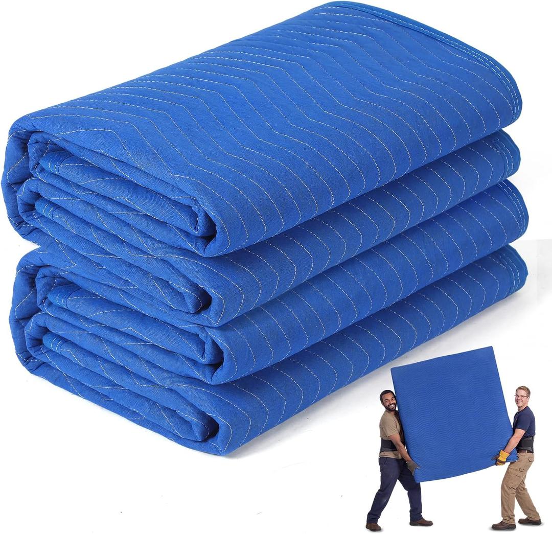 Peryiter 2 Pack Extra Large Moving Blankets, 96'' X 80'', Royal Blue
