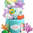 19 PCS Ocean Animal Cake Toppers Sea Animal Cake Toppers Under the Sea Cake Decorations for Sea Ocean Theme Baby Shower Birthday Party Decorations Supplies (Ocean 2)