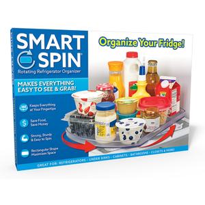 Ontel Smart Spin Rotating Refrigerator Organizer - Use This Lazy Susan as a Rotating Spice Rack, Condiment Organizer, Cabinet Organizer or for Kitchen, Panty or Fridge Organization and Storage, Clear