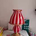 Circus-Inspired Table Lamp, Dimmable Large Metal Decorative Bedside Lamp Desk Lamp for Bedroom or Livingroom, Red & White Striped Design Plug