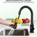 Kitchen Faucet with Pull Down Sprayer, Matte Black Kitchen Sink Faucet for RV, Laundry, Bar, Farmhouse, High Arc Stainless Steel Pull Out Single Handle Kitchen Faucet